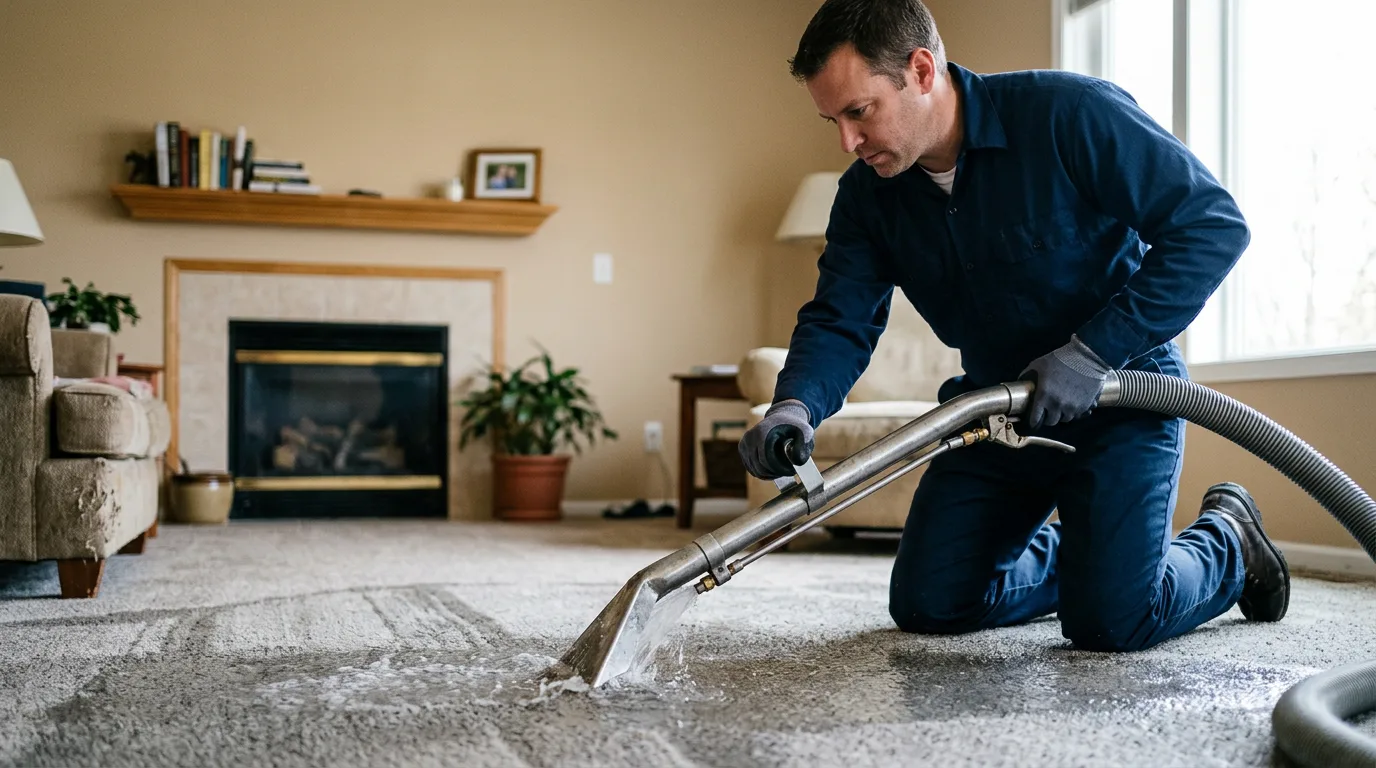 Water damage restoration technician working near Menasha, WI